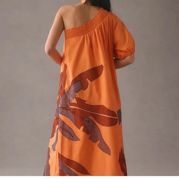 Anthropologie Maeve One-Shoulder Embroidered Maxi Dress Size xs petite - Picture 2 of 7